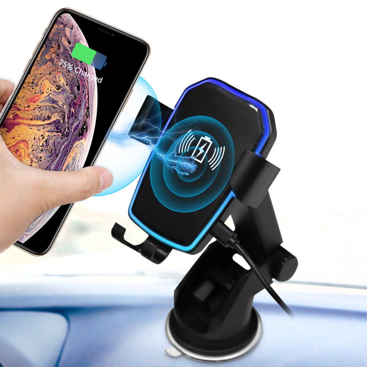 

Universal 10W Qi Wireless Fast Charge Gravity Auto Lock Suction Car Holder for iPhone Mobile Phone