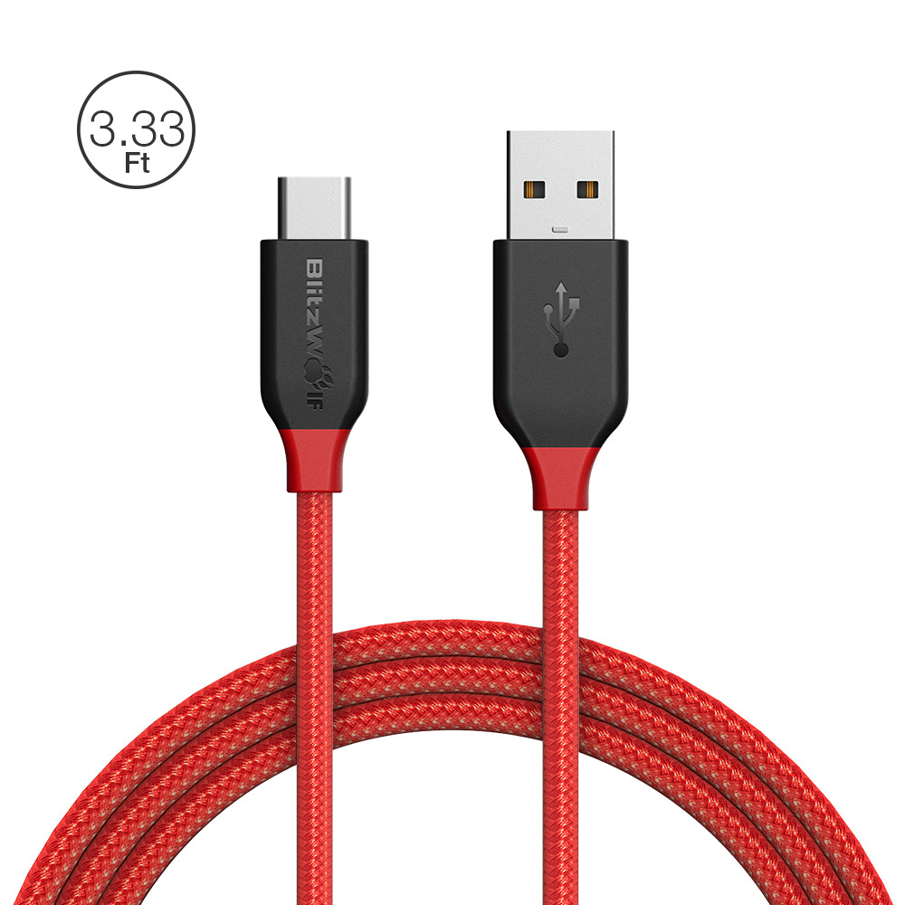 

BlitzWolf® AmpCore BW-TC5 3A USB Type-C Braided Charging Data Cable 3.33ft/1m With Magic Tape Strap