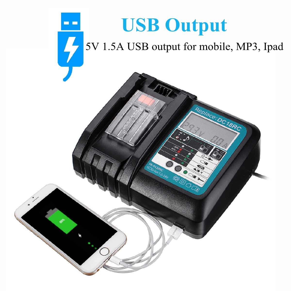 For Makita DC18RC Fast Lithium-Ion Battery Charger 14.4-18V BL1815 Bl1840 Bl1445 