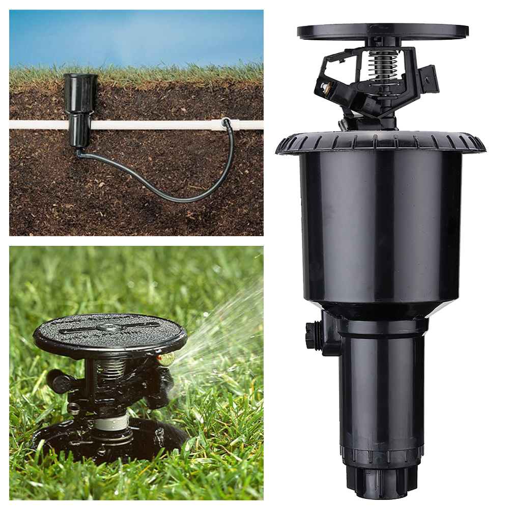 

360 Degree Pop-Up Water Spray Nozzle Lawn Sprinkler Double Arms Yard Garden Drip Irrigation System