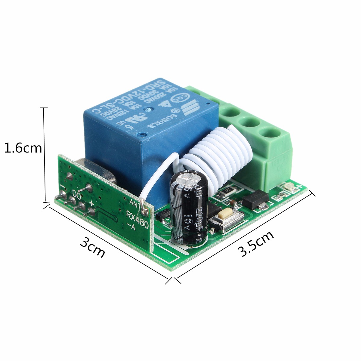 DC 12V 10A 1CH 433MHz Relay Wireless RF Remote Control Switch Receiver With Transmitter