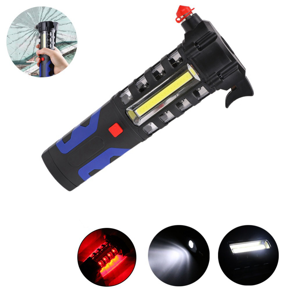 

LUSTREON Magnetic COB LED Work Light Torch Safety Escape Rescue Window Breaker Emergency Hammer Tool