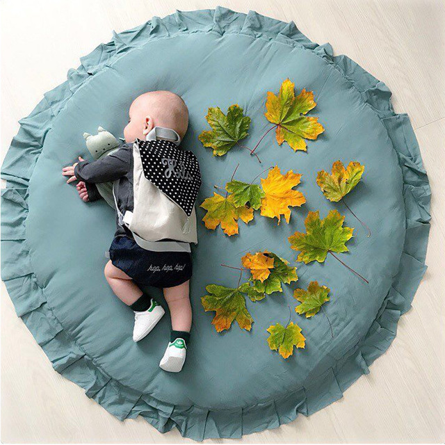 

Ins Baby Cotton Game Blanket Lace Solid Color Baby Crawling Mat Children's Room Decoration Carpet Mat