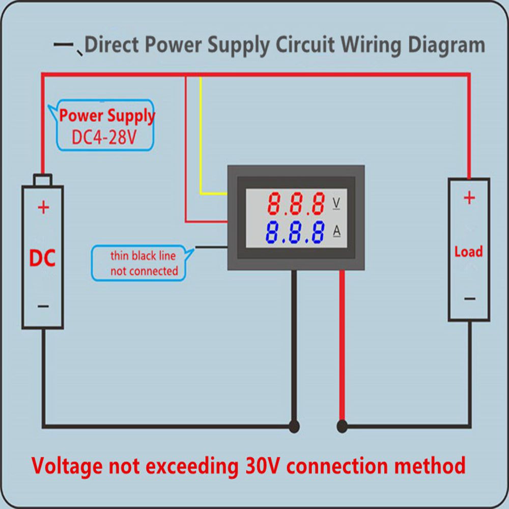 5 Wires DC 0-200V 10A 4 Bit Voltmeter Ammeter Red+Red LED Amp Dual Digital Volt 