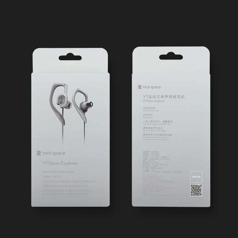 Rock Space Y7 Stereo Sports Earphone 3.5mm Wired Control Waterproof Ear Hook Headphone with Mic