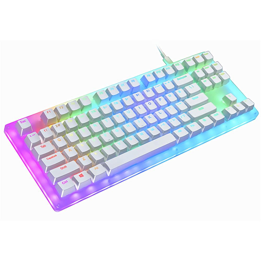 GAMAKAY K87 Mechanical Keyboard 87 Keys Hot Swappable Type-C Wired USB 3.1 NKRO Translucent Glass Base Gateron Switch ABS Two-color Keycap RGB Gaming Keyboard 2