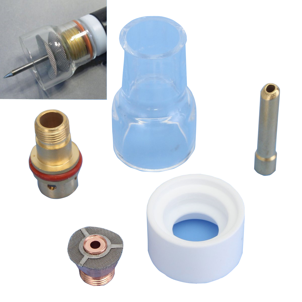 

5Pcs TIG Welding Torch Accessories Copper Mouth Glass Cover for WP-17/18/26 Series