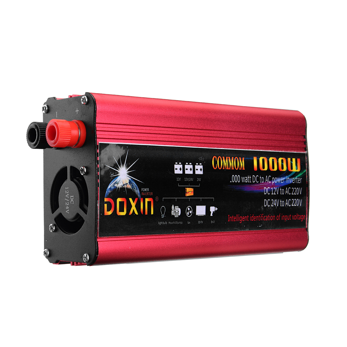 

DOXIN® Power Inverter 2000W Peak Modified Sine Wave Converter DC 12V/24V To AC 220V USB Plug Port