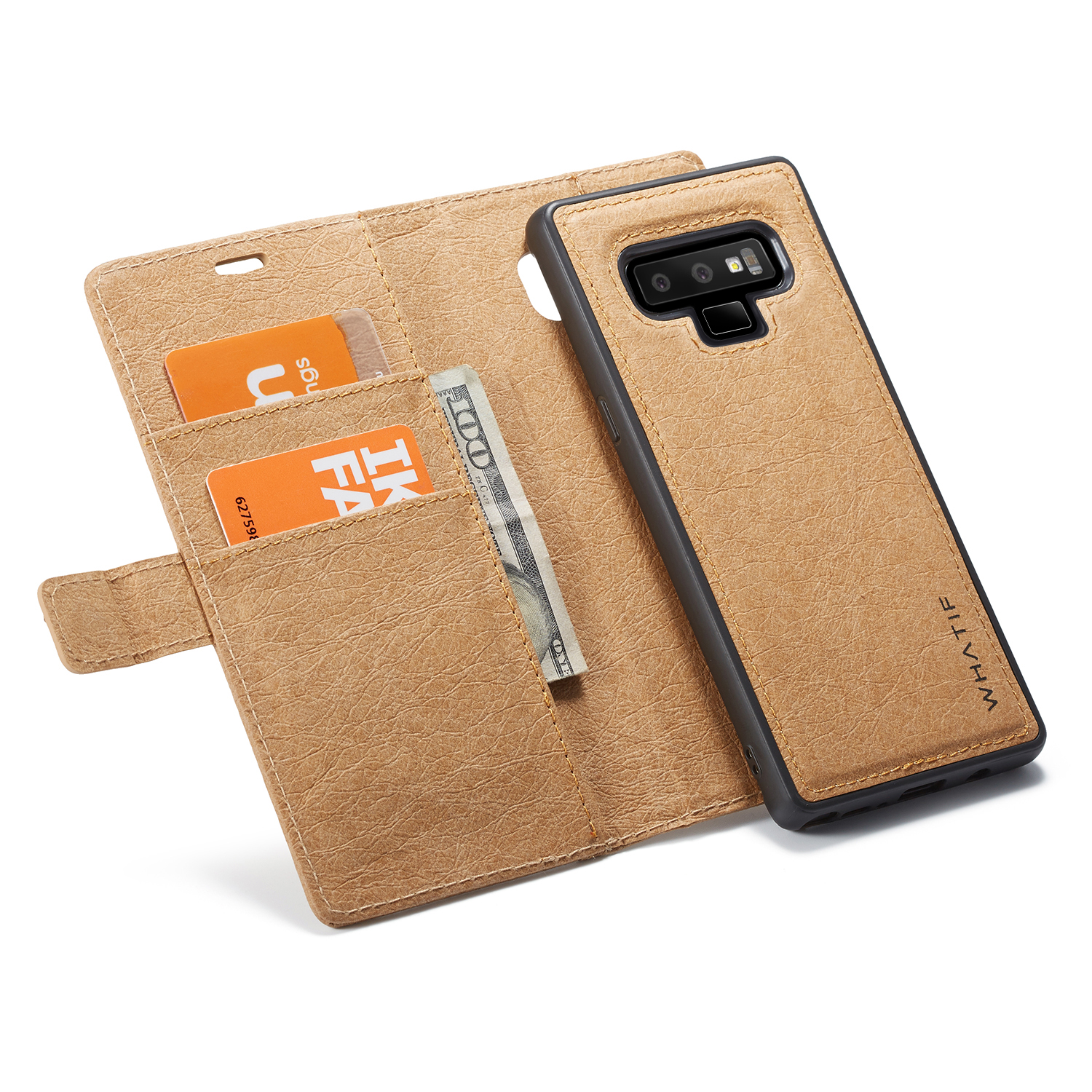

WHATIF Protective Case For Samsung Galaxy Note 9 Waterproof Kraft Paper Magnetic Detachable Wallet