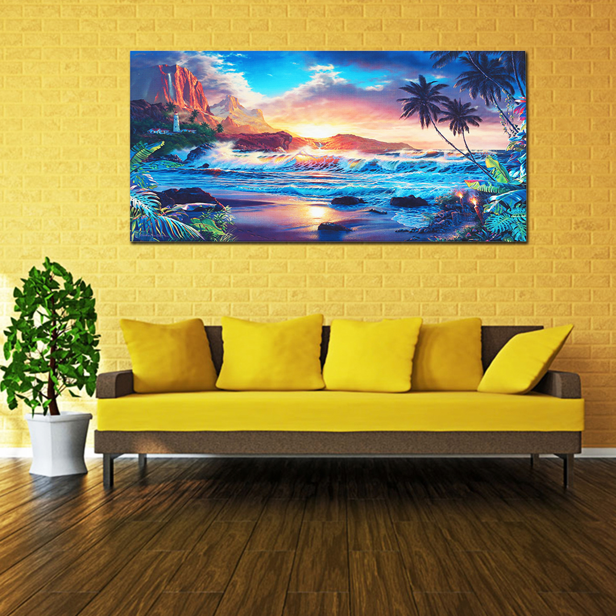 

Home Decor Canvas Print Paintings Wall Art Modern Sunset Scenery Beach Tree Gift