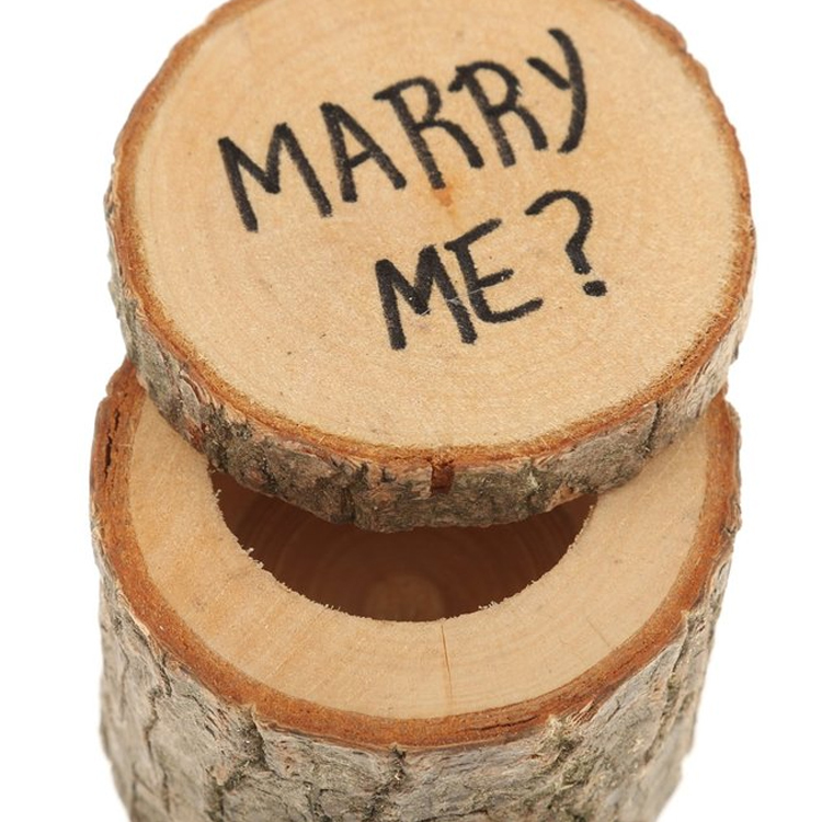 

Phenovo Marry Me Shabby Chic Rustic Wedding Ring Pillow Bearer Box Wooden