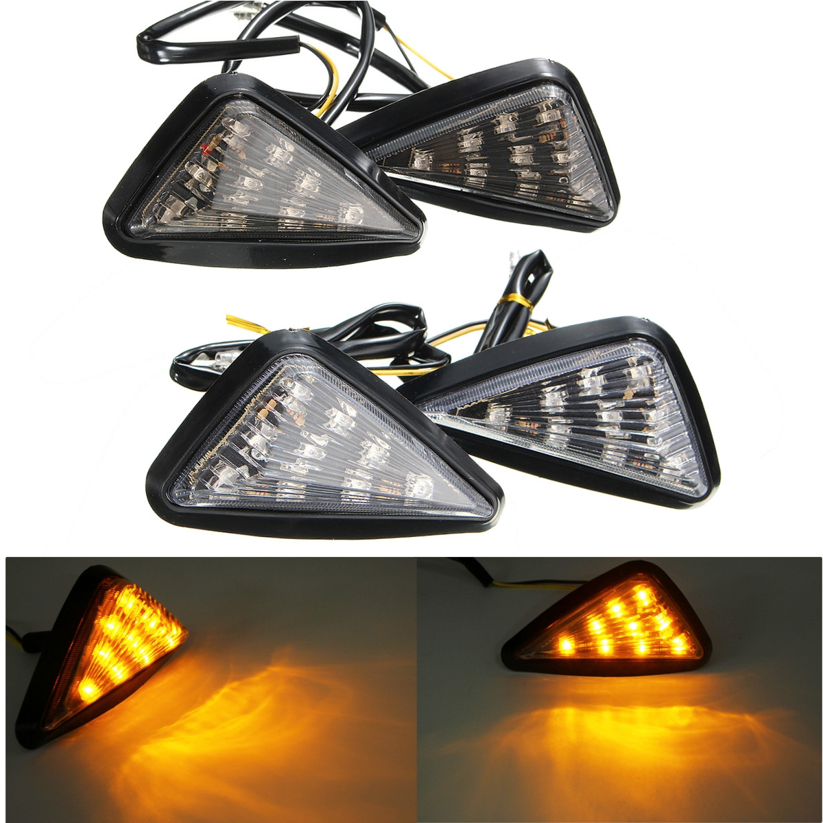 

Pair Motorcycle 11 LED Turn Signals Lights Indicators Triangle Abmer
