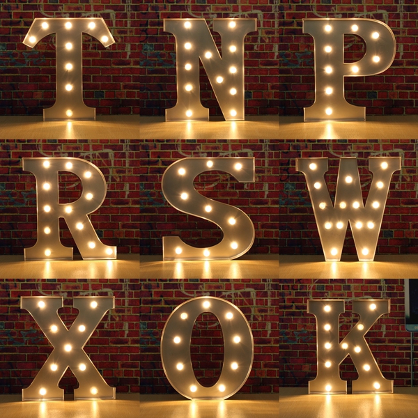 

Vintage Metal LED Light DIY Letter N to X Sign Carnival Wall Marquee Decoration