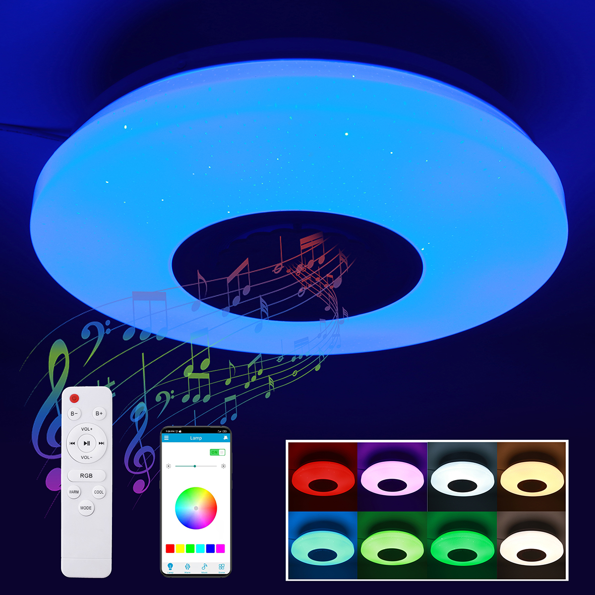 Find 36W Diameter 34cm Starry Sky RGB Ceiling Lamp 2835 Light Source Internal Magnetic Colorful APP Remote Control bluetooth WIFI Music Ceiling Light for Sale on Gipsybee.com with cryptocurrencies
