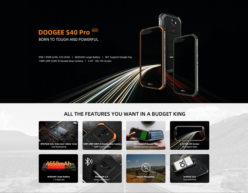 סמארטפן DOOGEE S40 Pro 4GB 64GB גלובאלי