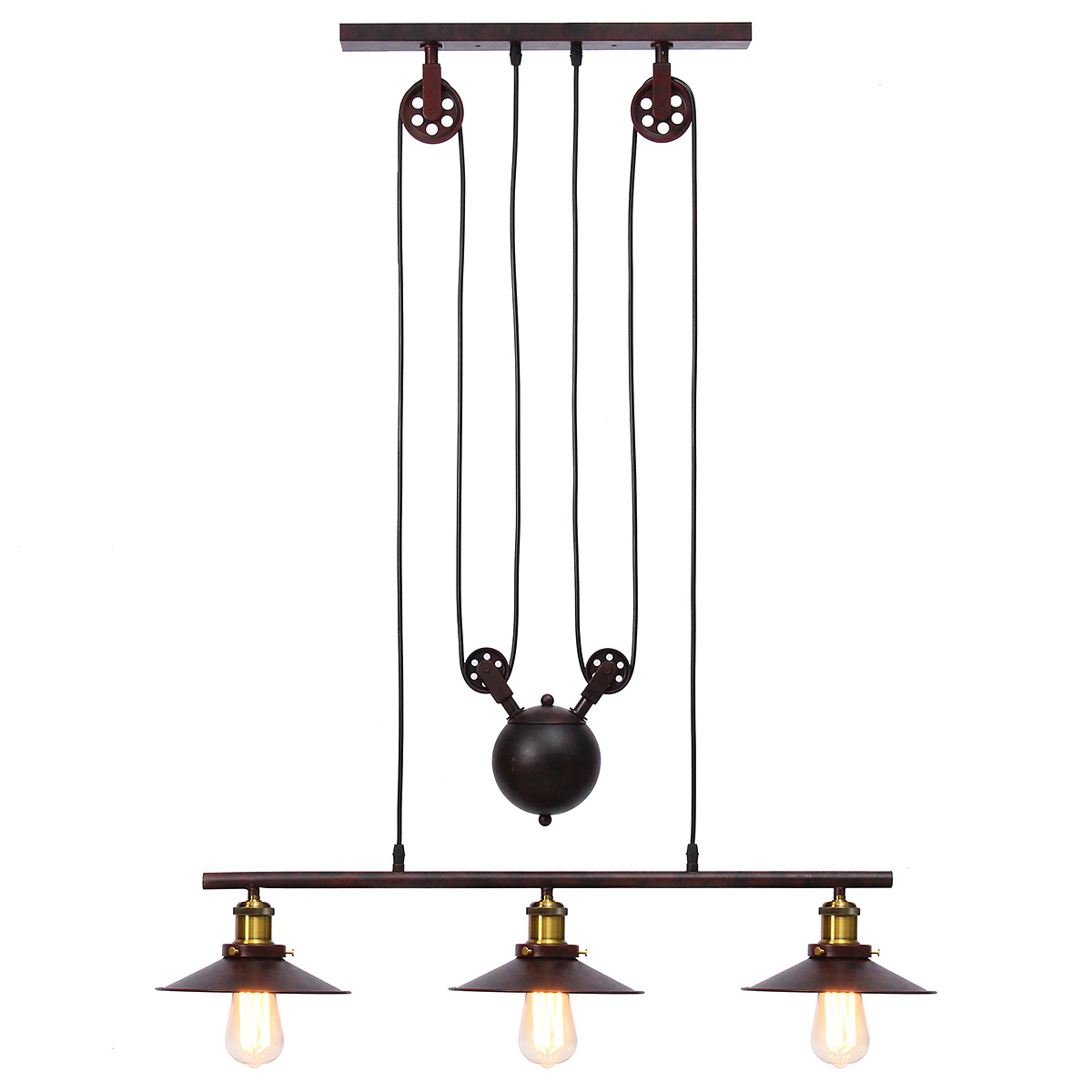 

Industrial Vintage Hanging Retractable Pulley Pendant Light Ceiling Light Holder Chandeliers Lamp Fixture fit for E27 Bulb AC100-240V Rust / Black