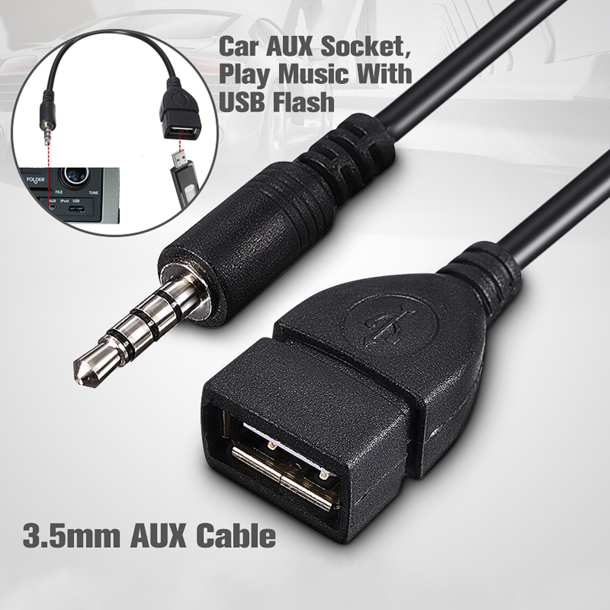 3.5mm male audio aux jack to usb 2.0 type a female converter adapter