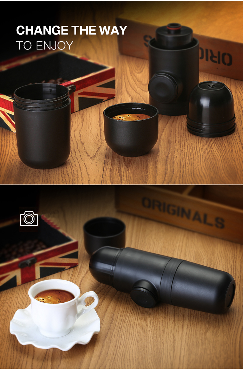 KCASA KC-COFF20 Portable Manual Coffee Maker Hand Espresso Maker Mini Coffee Machine Coffee Pot Outdoor Travel design (Black) 18