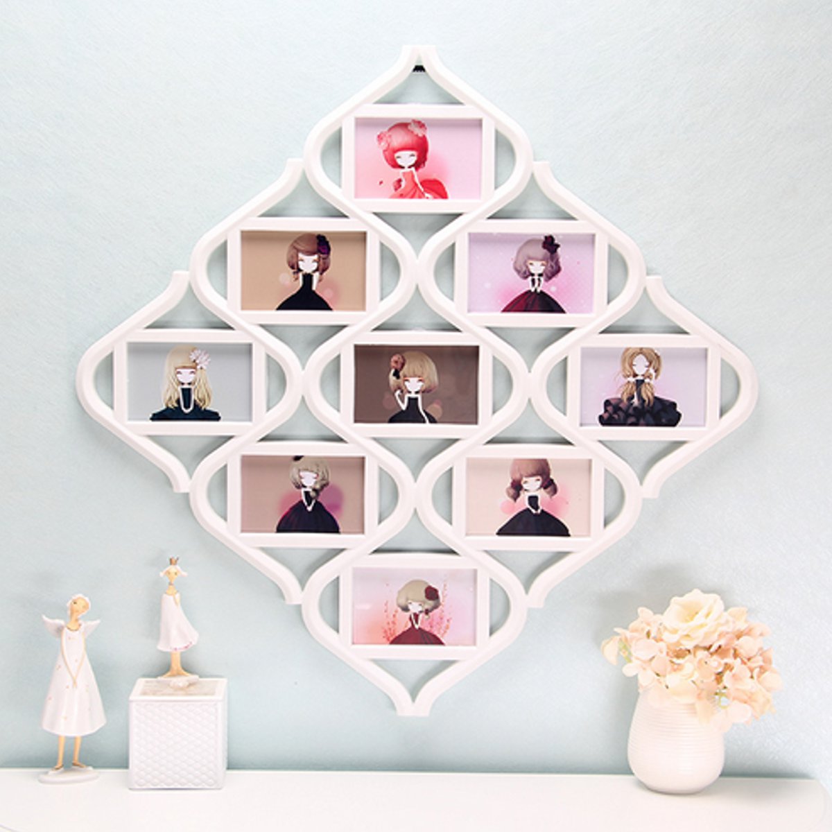 

Chinese Knot 9 Image Family Photo Frame Collage Picture Wall Hanging Decor Wedding Gift