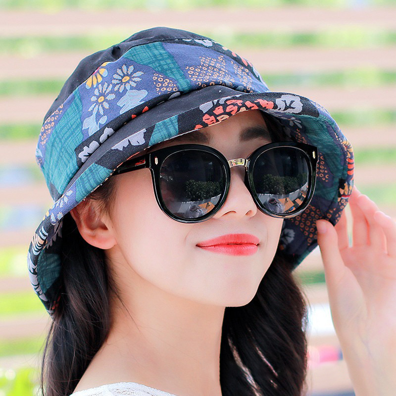 

Women Ethnic Style Sunscreen Wide Brimmed Bucket Hat