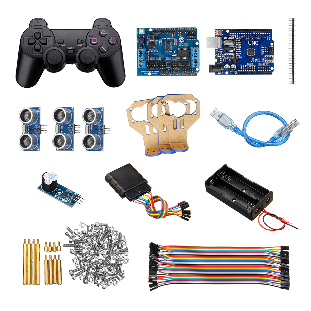 

Handle Control Automatic 3 Channel Ultrasonic Obstacle Avoidance Kit Smart Robot Tank Car Chassis UNO R3 Motor Driver Board Kit