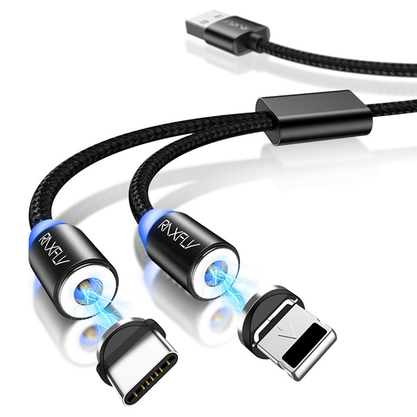

RAXFLY 2 in 1 Type C Micro USB 2.1A Magnetic Cable Fast Charging Data Cable 1m For Smartphone Tablet