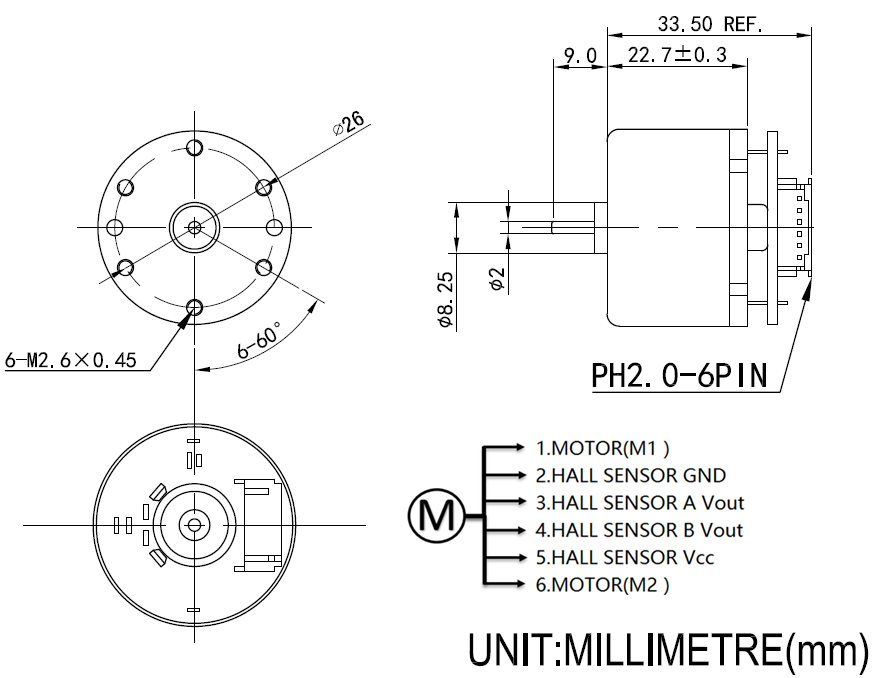 12V 10165rpm/6V 5015rpm DC Magnetic Holzer Encoder Motor 11PPR