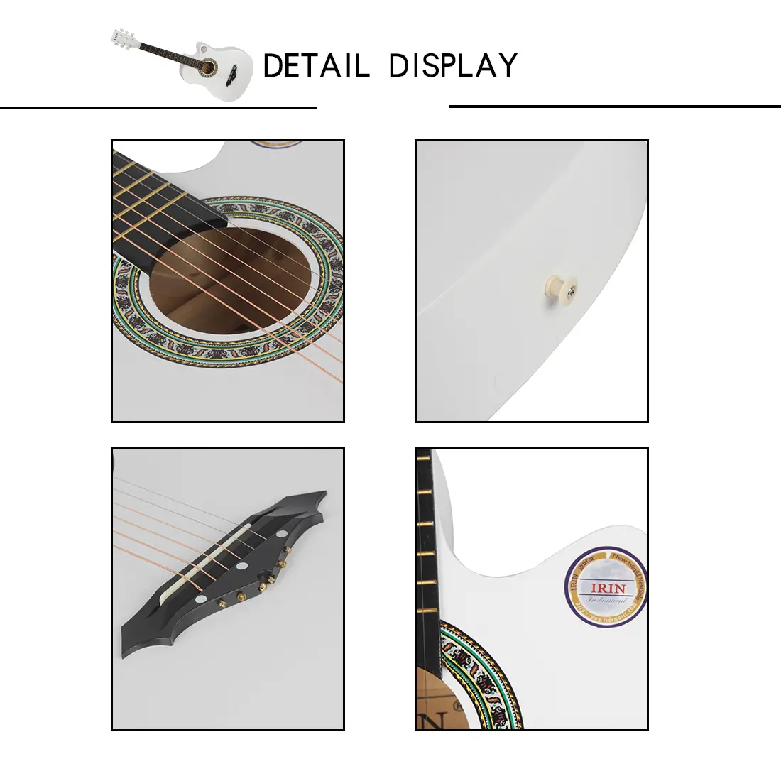 IRIN 38 Inch 6 String Acoustic Guitar with Guitar Bag for Beginners 