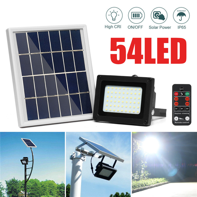 400LM 54 LED Solar Panel Flood Light Spotlight Project Lamp IP65 Waterproof Outdoor Camping Emergency Lantern With Remote Control 11