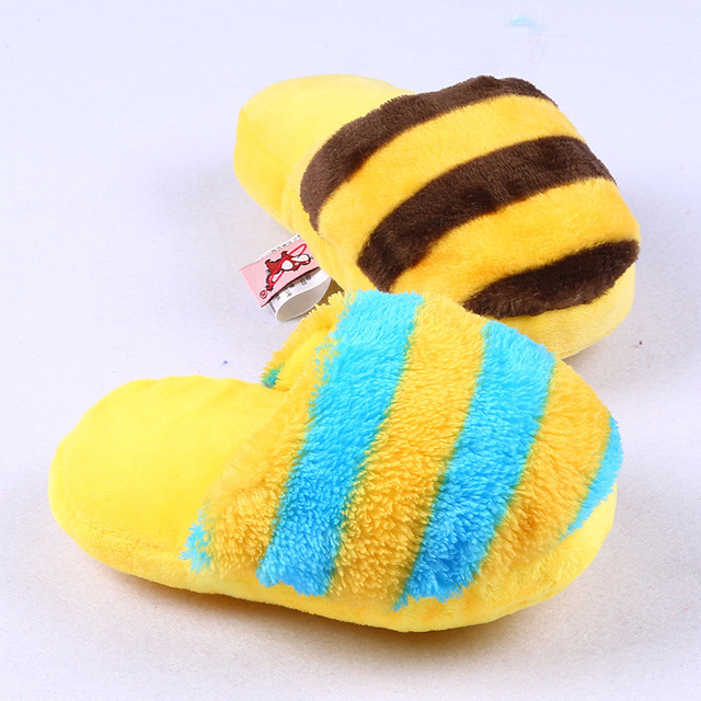 

Pet Cat Dog Plush Vocal Slippers Toy Teddy Bear Small Dog Molar Bite Interactive Training Supplies