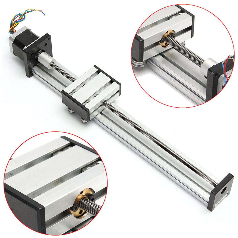 300mm Nema17 42 Stepper Motor，Linear Guide Rail Slide Table for Automation Industry 300mm Linear Guide Rail CNC Sliding Table Aluminum Alloy Ball Screw Long Stage Actuator Guide Rail 