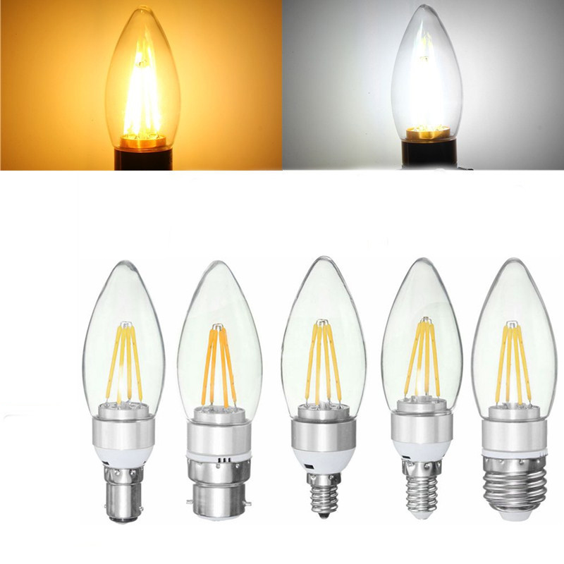 

E27 E14 E12 B22 B15 4W 110V Серебро Лампа накаливания Свеча Лампочка Домашнее освещение украшения