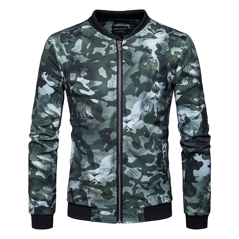 

Mens Army Camo Printing Loose Fashion Outdoor Sports Jacket