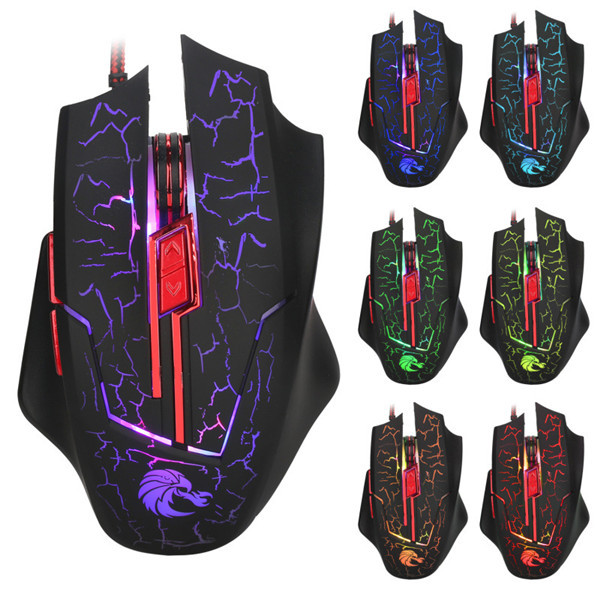 

HXSJ H800 Fire Bird 6D 5500 DPI Colorful Backlight Wired Optical Gaming Mouse