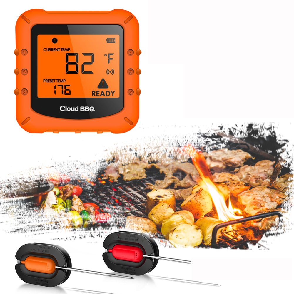 

Беспроводная связь Bluetooth LCD Мясо Термометр 2 зонда Приготовление барбекю Духовки Грили Вечеринка