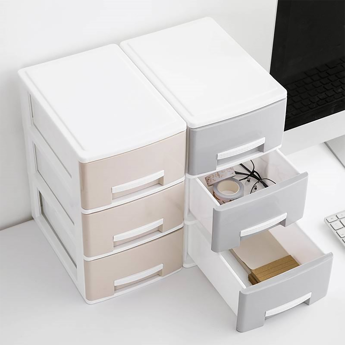 

Mini Home Desk Neat Desktop Drawer Makeup Jewelry Necklace Box Storage Desktop Organizer