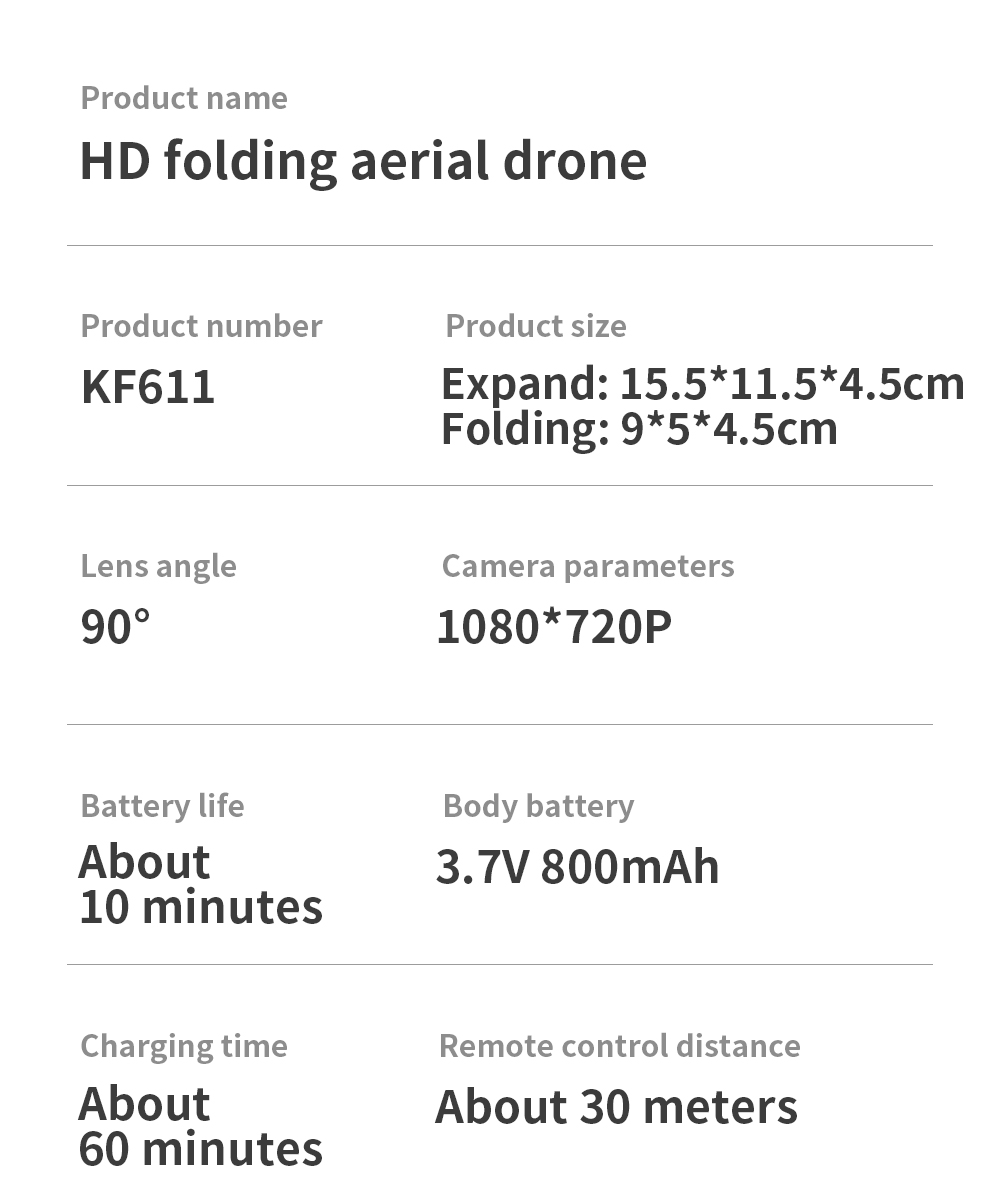 KF611 Mini WIFI FPV With 4K HD Wide-angle Camera Headless Mode Altitude Hold Foldable RC Drone Quadcopter RTF 18