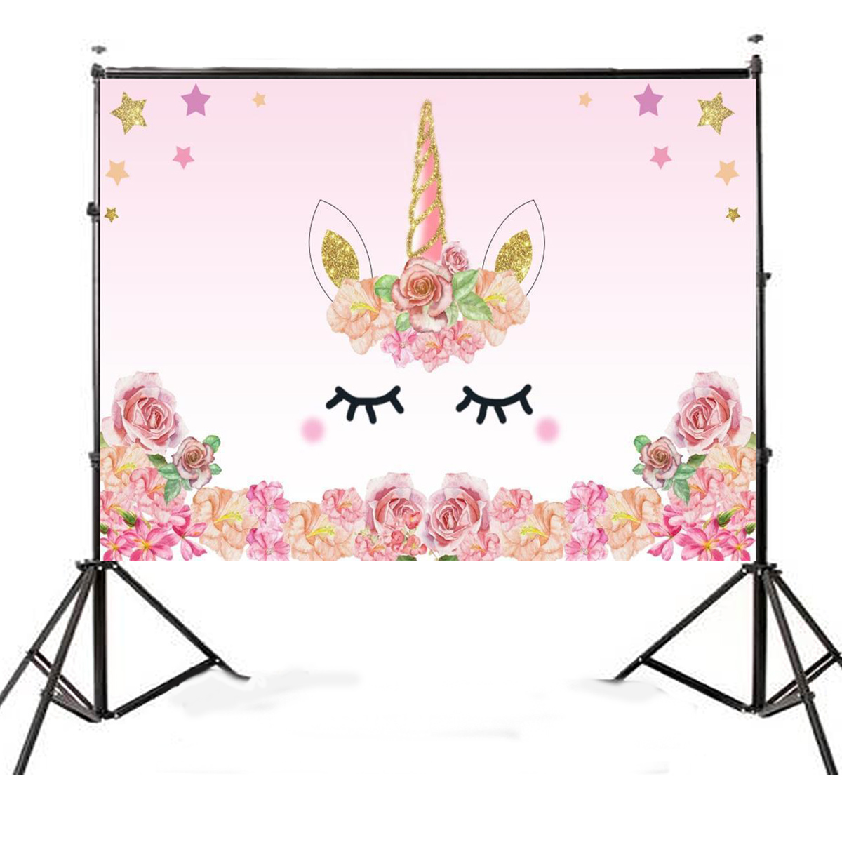 

5x3FT 7x5FT Pink Unicorn Star Flower Birthday Theme Photography Backdrop Studio Prop Background