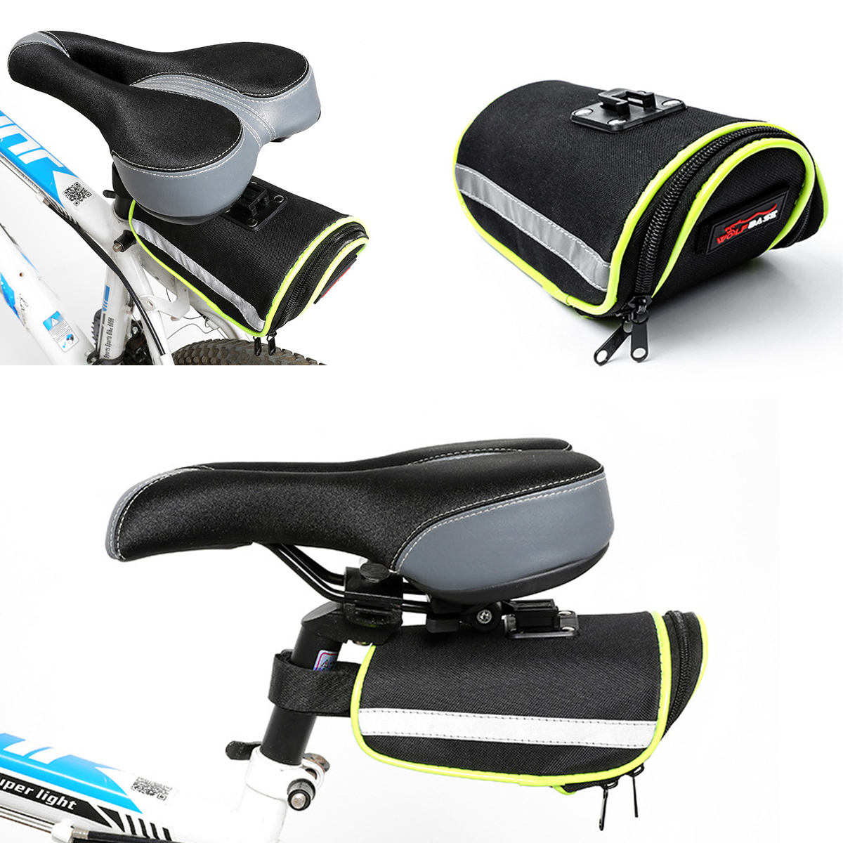 

BIKIGHT 600D+PE Waterproof Bicycle Mountain Bike Saddlebags Pouch Reflective Seat Rear Storage Bag