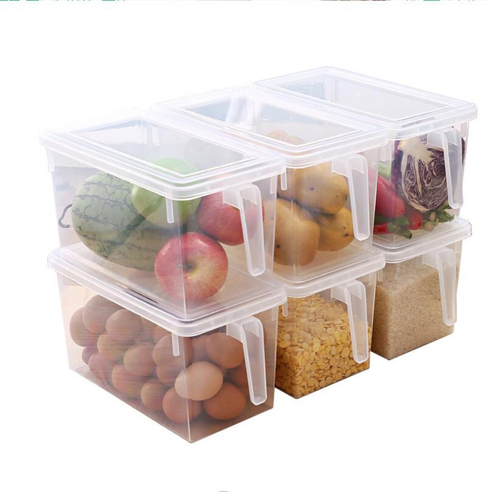 

Refrigerator Storage Box Transparent Plastic Kitchen Eggs Cereal Storage Baskets
