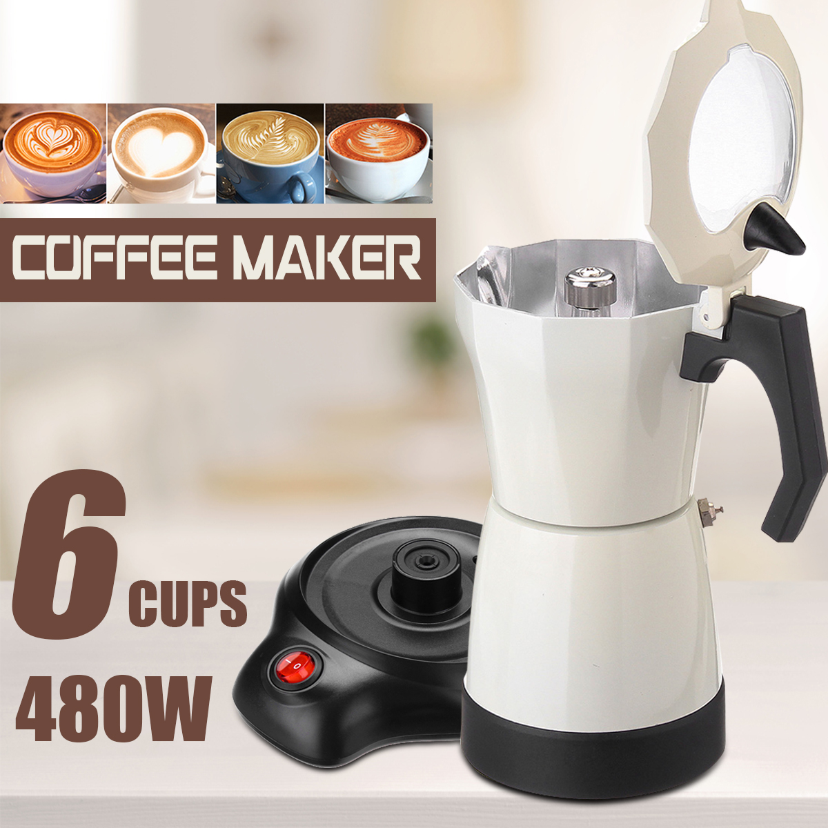 6 Cups Electric Tea Coffee Maker Pot Espresso Machine Mocha Home Office 480W Coffee Machine 16