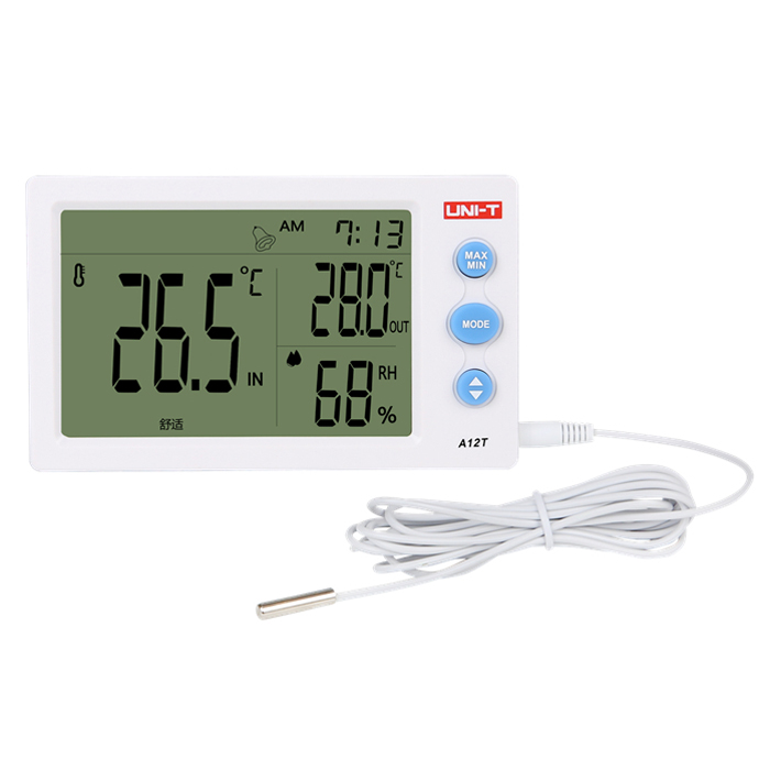 

UNI-T A12T Digital LCD Thermometer Hygrometer Temperature Humidity Meter Alarm Clock Weather Station Indoor Outdoor