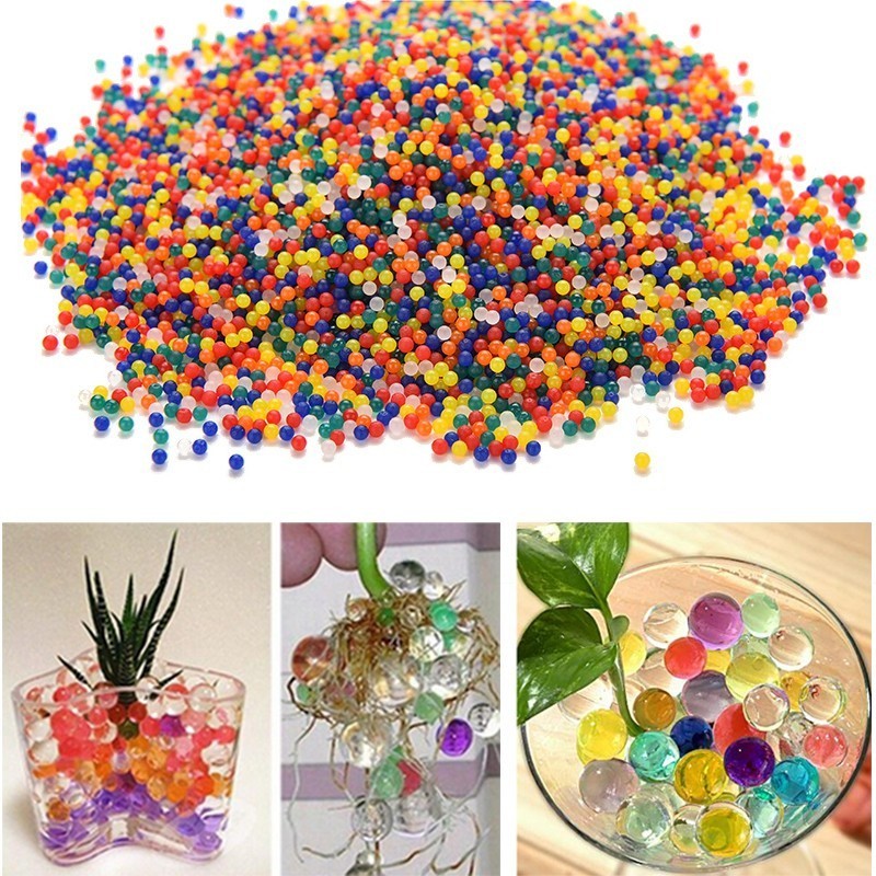 

10000PCS/Bag Pearl Shaped Crystal Soil Growing Jelly Balls Hydrogel Gel Polymer Water Beads for Plant Flower Home Decor Kids Toy Ball Vase Fillers