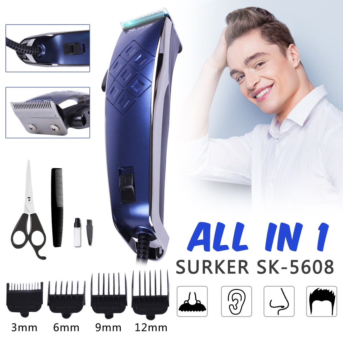 

SURKER SK-5608 Adjustable Rechargeable Hair Clipper Electric