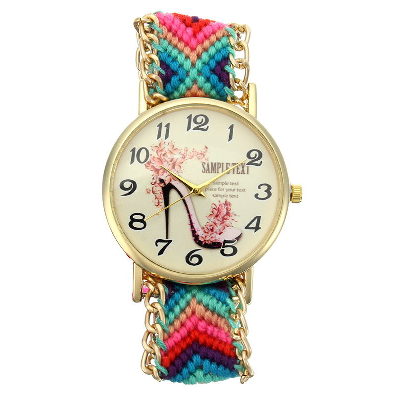 

Custom Folk Женское Часы Высокие каблуки Шаблон Сплав Чехол Случайные ретро кварцевые наручные часы