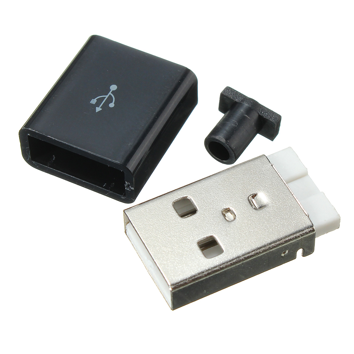 Find 1Pcs USB 2 0 Type A Plug 4 pin Male Adapter Solder Connector Black Cover Square for Sale on Gipsybee.com with cryptocurrencies