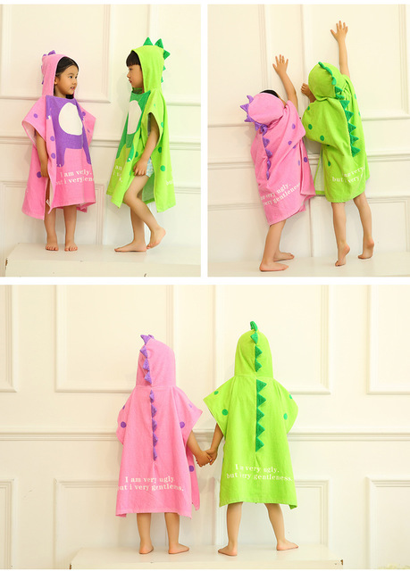 

New Back Thorns Dinosaur Cotton Children's Cloak Bathrobe Cartoon Animal Shape Bath Towel Children's Hooded Cloak