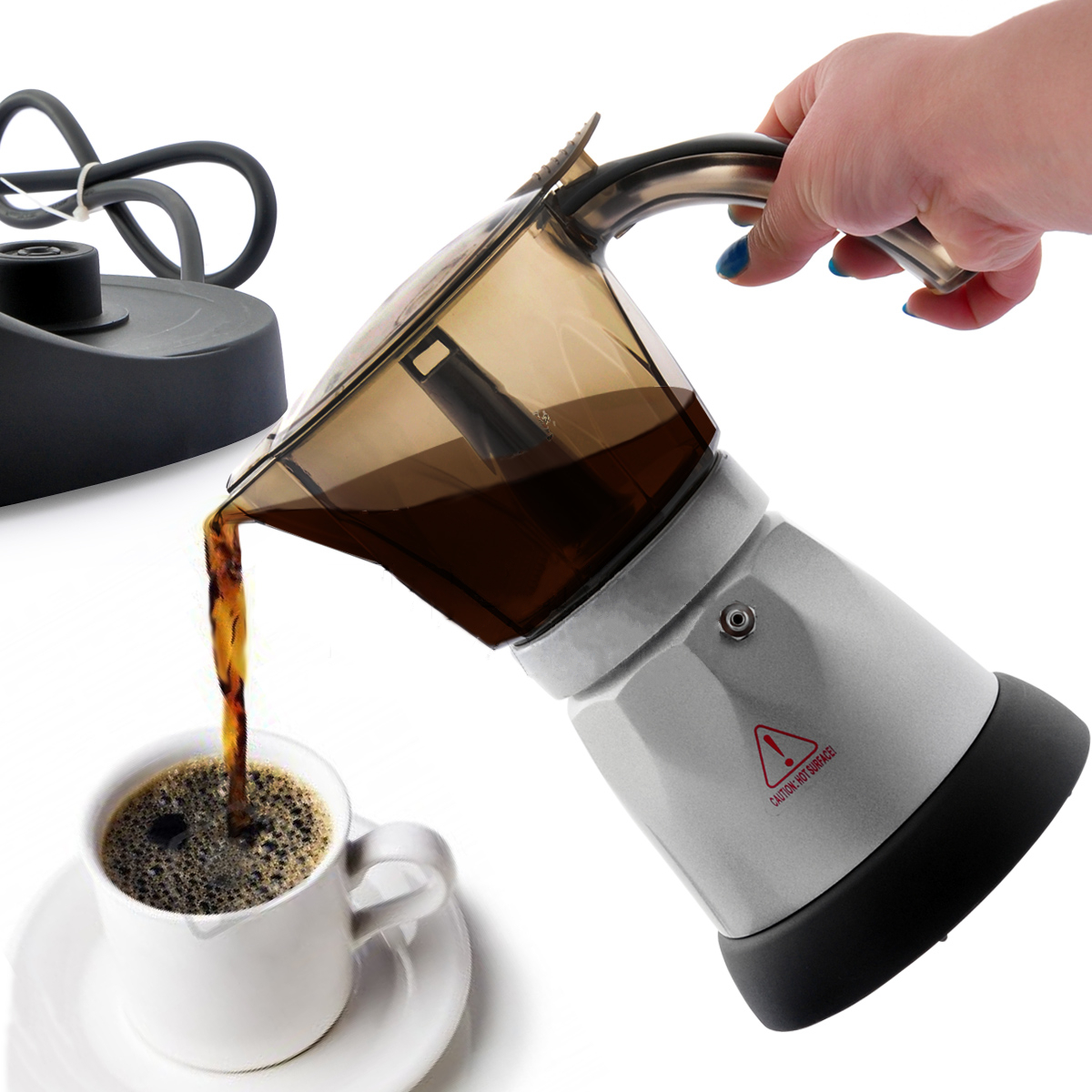 4 Cup Automatic Transparent Acrylic Coffee Maker Percolator Moka Pot Stovetop Espresso Pot Machine 7