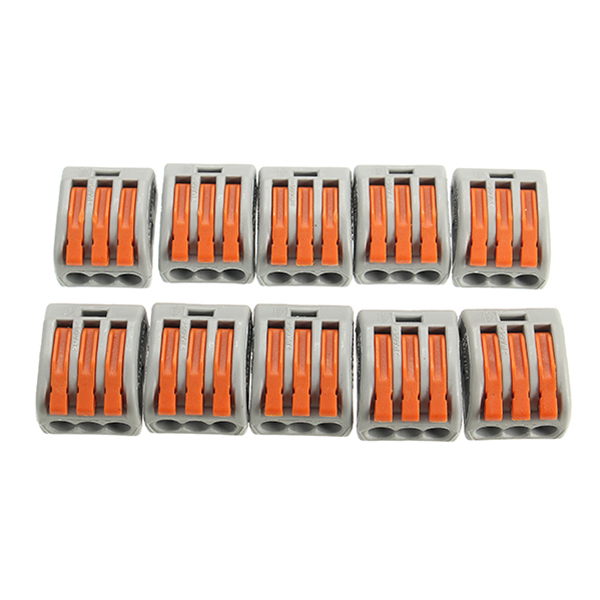 

Excellway® 222-413 10Pcs 3 Pin Spring Terminal Blocks Electric Cable Lever Wire Connectors