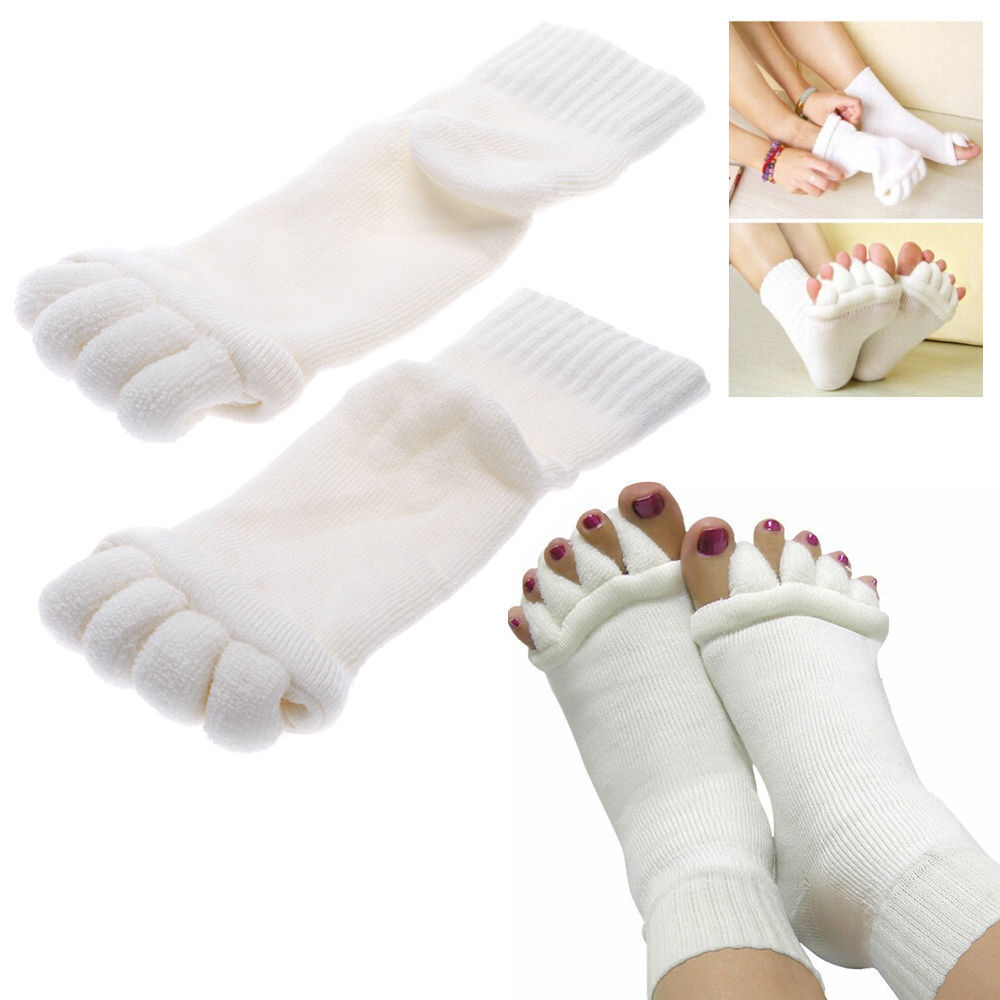 

1 Pair Five Toe Separator Straightener Massage Socks Foot Alignment Pain Relief